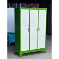 TỦ SẮT QUẦN ÁO 3 CÁNH SƠN DẦU MÀU XANH LÁ KHÔNG GƯƠNG TREO XẾP ĐỒ GỌN GÀNG DỄ DANG DI CHUYỂN