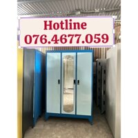 Tủ sắt quần áo 3 cánh - tủ sắt lớn dày dặn có in logo - đủ màu sắc tphcm bình dương