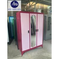 Tủ sắt quần áo 3 cánh - tủ sắt lớn dày dặn có in logo - đủ màu sắc tphcm bình dương