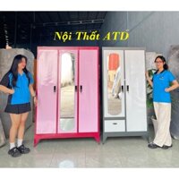 Tủ sắt quần áo giá rẻ cao 1m8 ngang 1m2 - tủ sắt 3 cánh HCM dày dặn nhiều màu hcm bình dương