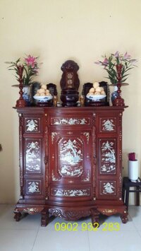 Tủ thờ căm xe 1m47 cẩn ốc xà cừ