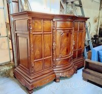 Tủ thờ đại 1m97 gỗ gõ đỏ sơn màu cẩm lai