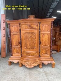 Tủ Thờ Gỗ Gõ Đỏ 9 Ô Chám Lào 4 Trụ Gỗ Cẩm Lai Việt – TTG-050L