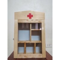 Tủ thuốc y tế treo tường bằng gỗ cao cấp cho gia đình, công sở, trường học có mái