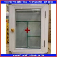 Tủ thuốc y tế treo tường, chất liệu nhôm trắng, kính bền đẹp