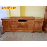 Tủ ti vi gỗ gõ đỏ trơn (cao giữa) 2m2