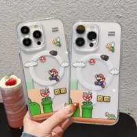Từ Tính Đáng Yêu Hoạt Hình Super Mario Chống Sốc Ốp lưng iPhone 16 Pro Max 15 12 11 14 Apple 13 Vỏ Điện Thoại Di Động Dễ Thương Thú Cưng Mặt Sau Vỏ