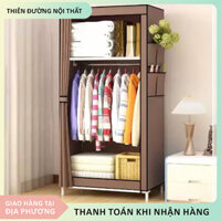 Tủ treo quần áo Tủ đựng quần áo Tủ nhựa ghép Tủ vải đựng quần áo có cửa Tủ đựng đồ họa tiết dễ thương đa năng tiện lợi