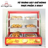 Tủ trưng bày giữ nóng gà rán,Khoai Tây,KFC, bánh mỳ, Tủ trưng bày giữ nóng thực phẩm 2 khay_BH chính hãng 12 tháng