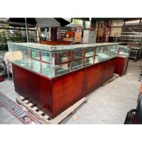 TỦ TRƯNG BÀY GỖ KÍNH GÓC L - QUA SỬ DỤNG