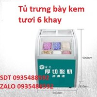 Tủ trưng bày kem 6 khay,Tủ trưng bày kem tươi,kem ký 6 khay-Bảo hành 1 năm