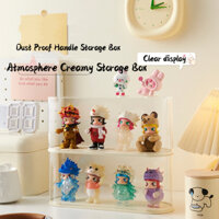 Tủ Trưng Bày Tăng Chiều Cao Phong Cách Kem Hộp Trong Suốt Lego Popmart Molly Hộp Trưng Bày Hộp Mù Bảo Quản Chống Bụi Acrylic Búp Bê Hiển Thị Giá