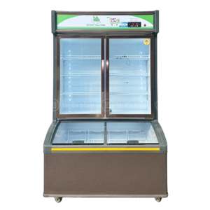 Tủ trưng bày thực phẩm trên mát-dưới đông 2 cửa (có sưởi kính ngăn trên) Snow Village LCD-1198
