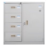 Tủ TU88-4D | Tủ sắt Hòa Phát 4 ngăn kéo, cánh mở, màu ghi