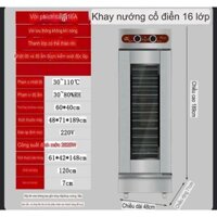Tủ ủ bột 16 khay - vỏ inox, Khoang kính rộng dễ nhìn- nhỏ gọn tiết kiệm diện tích -60x40-Hàng cao cấp,Bảo hành 12 tháng