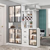 Tủ Vách Ngăn Phòng Khách Kết Hợp Kệ Rượu Gỗ Công Nghiệp