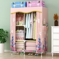 Tủ Vải Đựng Quần Áo Khung Gỗ 2 Buồng cỡ lớn loại 1