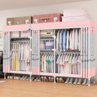 Tủ Vải Đựng Quần Áo Khung titan 3 Buồng Cỡ Lớn Ngang 2m1