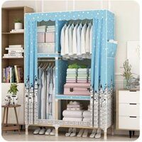 Tủ vải khung gỗ 2 ngăn có lót vải cỡ lớn loại 1 đựng quần áo