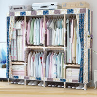 Tủ Vải Khung Gỗ 4 Buồng 8 ngăn loại khung siêu to 24mm cực chắc chắn