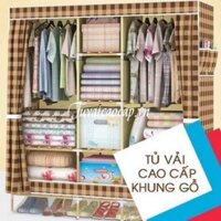 TỦ VẢI KHUNG GỖ 4 BUỒNG 8 NGĂN DÀI RỘNG 1.7M