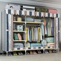 Tủ vải khung gỗ BỌC NHỰA buồng cao cấp, tủ đựng quần áo tiện lợi, chất liệu gỗ tự nhiên