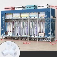 Tủ vải khung Thép 4,5 buồng chốt nối nhựa có lót vải cotton loại siêu to khổng lồ 2m5 loại1