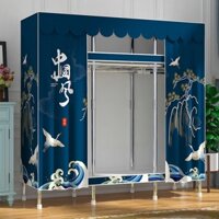 Tủ vải khung thép titan Tủ Đựng Quần Áo Vải Metal cỡ lớn 1m7 đựng quần áo