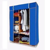 Tủ vải quần áo 3D loại 2 buồng 6 ngăn, khung sắt, hàng Việt Nam