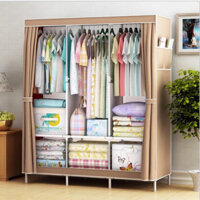 tủ vải treo quần áo 3 buồng khung inox chắc chắn