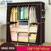 Tủ vải xếp đồ phòng ngủ, tủ quần áo nhiều buồng khung kim loại chắc chắn