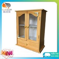 Tủ Y Tế , Tủ Thuốc Gỗ Mái Bằng - Gỗ Tự Nhiên Cao Cấp