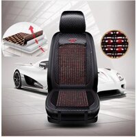 TỰA LƯNG LÓT GHẾ Ô TÔ, XE HƠI HẠT GỖ CHỐNG NÓNG, TRƯỢT VÀ MASSAGE CAO CẤP. - Đen