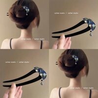 Tua Rua Phong Cách Trung Hoa Kẹp Tóc Cổ Quạt Gỗ Đàn Hương Gỗ Mun Phong Cách Trung Hoa Kẹp Tóc Ngọc Trai Sườn Xám Cao Cấp Kẹp Tóc / 4.1