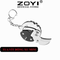 Tua Vít Đồng Xu ZOYI Mini Vạn Năng Kiêm Vặn Cắt Dụng Cụ Bỏ Túi Bằng Thép Chất Lượng Cao Có Móc Treo Thắt Lưng Sang Trọng