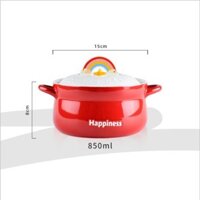 tuan106 Bát Ăn Dặm Gốm Sứ,Bát Tô Sứ Có Nắp Đậy Hình Nồi Đỏ 850ml Goodbabyvn tuan106