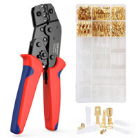 Tubtap Crimping Tool 22-16 Chiên có đầu phẳng với 600 miếng cắm cáp papers 0,5-1,5 mm² Kit Bộ kìm bấm cos đa năng