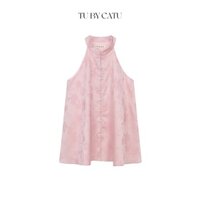 TUBYCATU | Áo yếm hồng họa tiết hoa Lan Cát