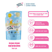 [Túi 1.2L - 0-12 Tháng] Nước Giặt Xả Cho Bé Sơ Sinh  Pom Pom Newborn Sạch Sâu Nôn Trớ, Ọc Sữa, Khử Mùi Hôi Tanh