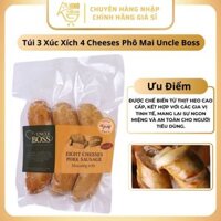 Túi 3 Cây Xúc Xích Uncle Boss 4 Cheeses Siêu Phô Mai, Thơm Ngon, Hảo Hạng - Hinohouse