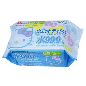 Túi 3 gói giấy ướt Hello Kitty - 80 tờ x 3 gói