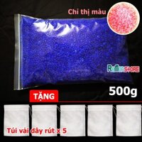 Túi 500g hạt chống ẩm xanh đổi màu (tặng 5 túi vải to 11x9cm) hút ẩm cho máy ảnh, giày dép, túi xách, quần áo