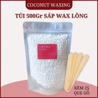 Túi 500gr sáp wax lông cao cấp siêu bám lông kèm 25 que gỗ waxing