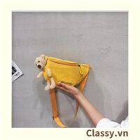 Túi bao tử nữ Classy vải canvas đi chơi mini nhỏ giá rẻ đẹp hoạ tiết chú gấu xinh T278 - T278-VÀNG