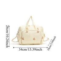 Túi bỉm sữa thêu hoạ tiết phong cách Hàn Quốc Ferrolip, đựng đồ cho mẹ và bé Chất liệu vải Muslin