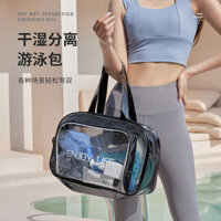 Túi bơi chống nước, ngăn khô-ướt, thể thao, thể dục, du lịch, túi đựng đồ bơi bãi biển suối nước nóng, ngăn giày độc lập, hai lớp WFZU