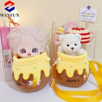Túi búp bê Cotton RADIANTEDGE 20CM, có dây đeo túi Quần áo Túi đi chơi búp bê sang trọng thần tượng, nhồi bông sang trọng đáng yêu Hàn Quốc Kpop Honey Pot Doll Túi sang trọng Nhà chơi