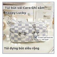 Túi bút caro xanh trắng ngăn lớn TB15