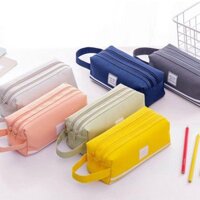 Túi bút vải Canvas màu Pastel sọc trắng TB06