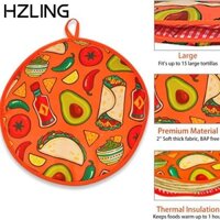 Túi cách nhiệt Tortilla HZLING, sử dụng lò vi sóng Giá đỡ Tortilla bền, Hình tròn dung tích lớn Hộp đựng ấm Tortilla 12 Inch Nhà bếp